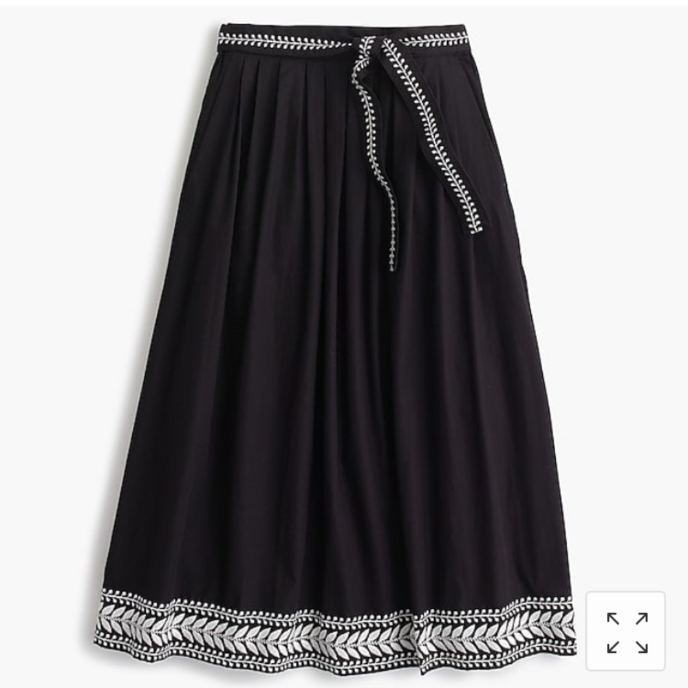 j. crew embroidered midi skirt